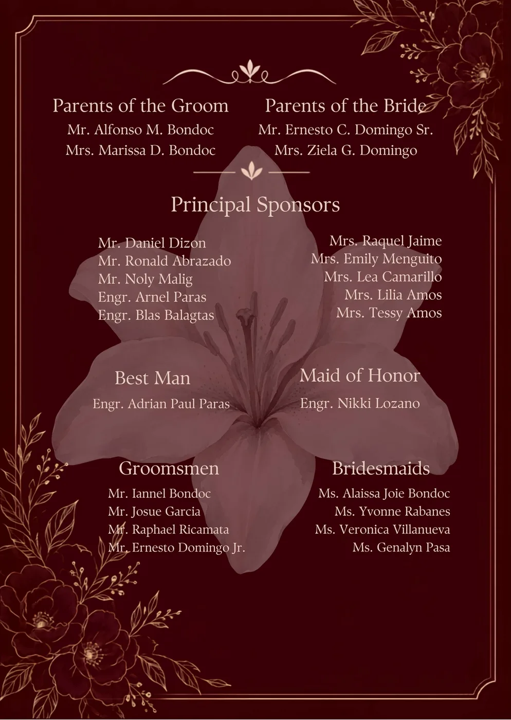 Invitation page 4: entourage